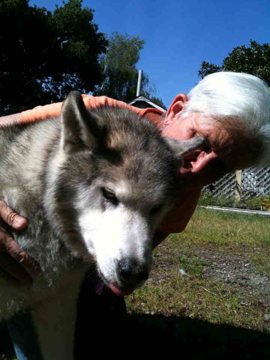 Kiki/Keiko and new mom Karen. She is living her senior years enjoying Karen huge Santa Cruz garden. Thank you Karen for loving our senior pups.